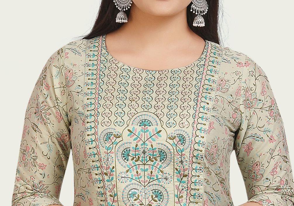 Alani Pista Green Cotton Silk Kurta With Pant Set