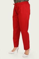 Women's Red Cotton Lycra Pant