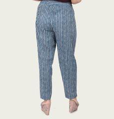 Women's Navy Blue Cotton Printed Pant