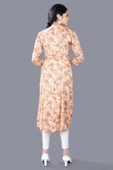 Durnaz Beige Cotton A-Line Kurta