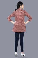 Ayca Maroon Cotton Short Kurtis