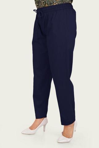 Women Premium Cotton Navy Blue TrousersPants