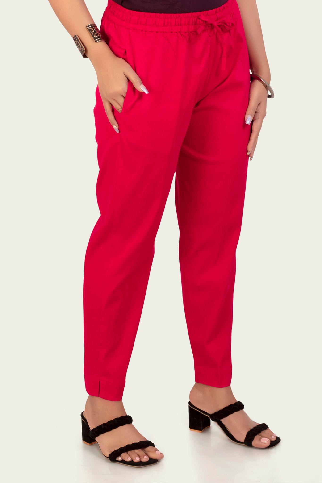 Women's Rani Pink Cotton Lycra Pant