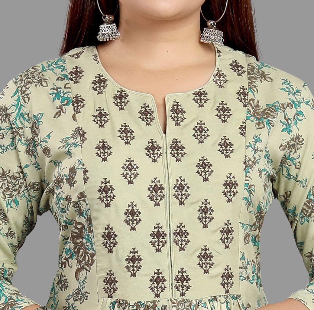 Ablah Light Pista Rayon A-Line Kurta
