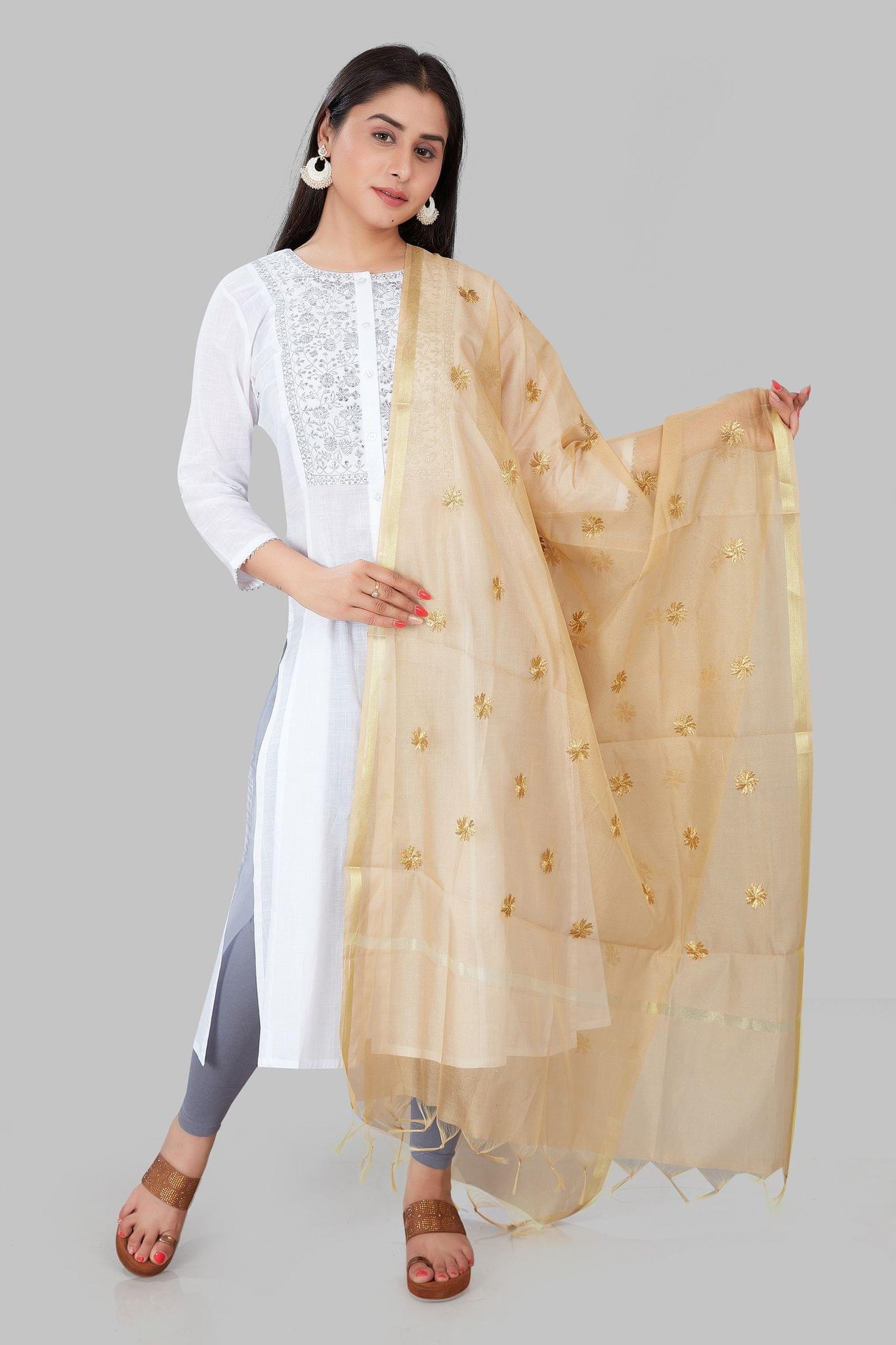 Gold Embroidered Stoles Dupatta