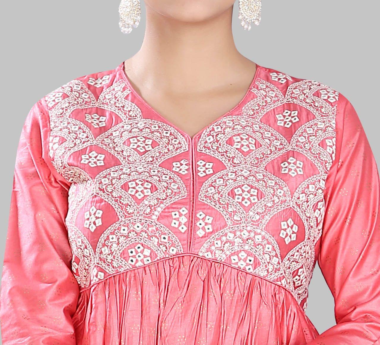 Muskaan Peach Soft Silk Kurta And Palazzo Set