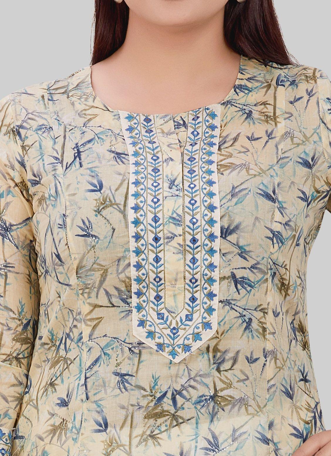 Darshita Cream Cotton Straight Kurtis