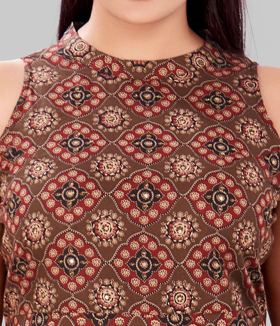 AF027 Brown Rayon Sleeves Kurti