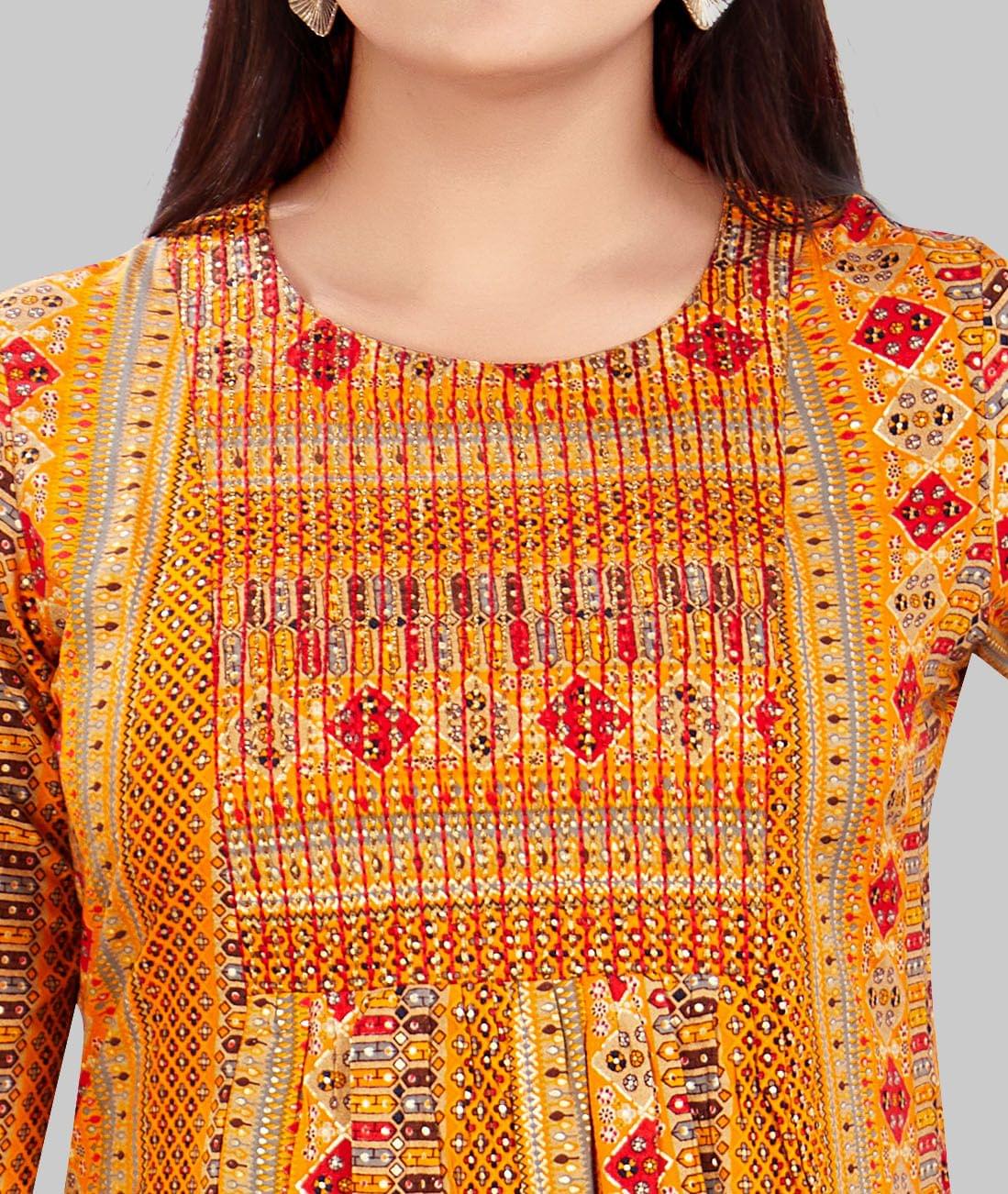 Elakshi Mustard Rayon Short Kurti