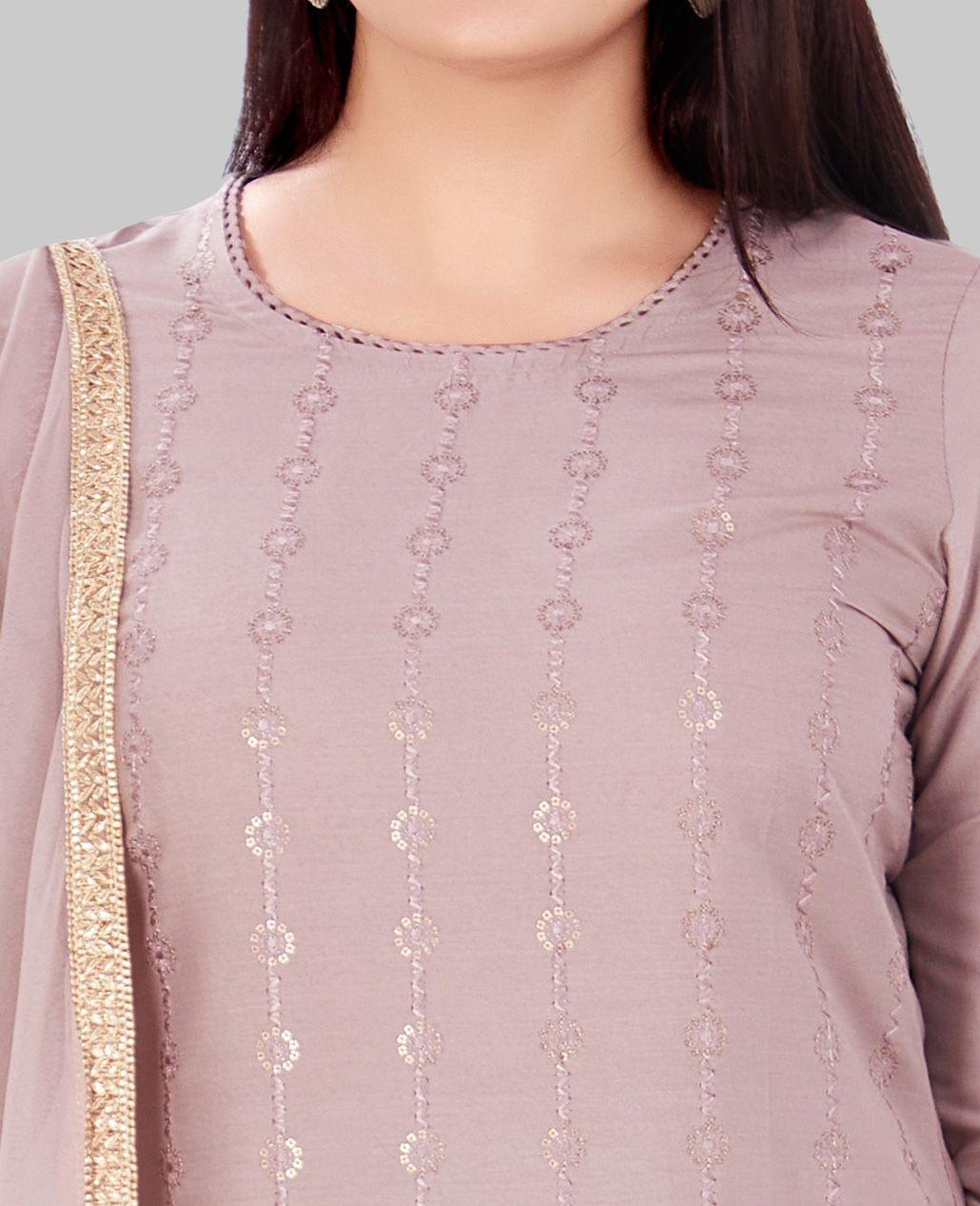 Ghazal Light Purple Cotton Silk Embroidered Suit Set