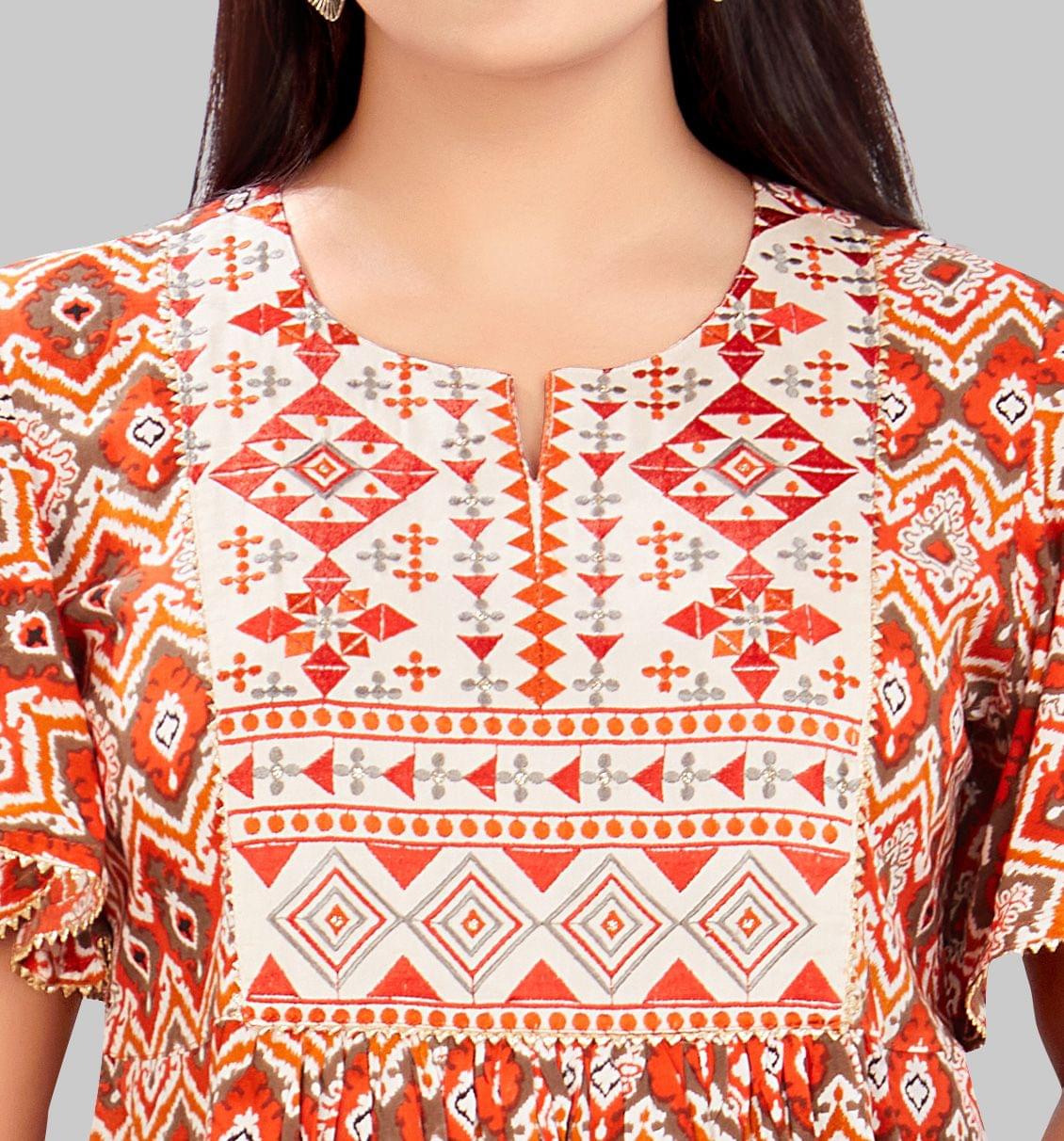 Chakuli Multicolour Cotton Short Kurti