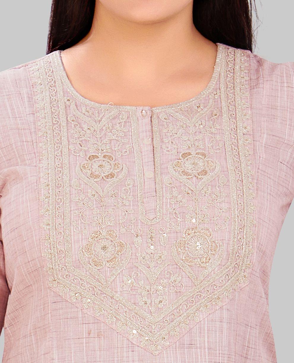 Chandrakala Pink Cotton A Line Kurti