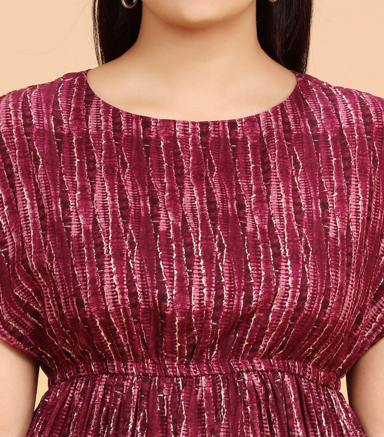 Mahfuzah Purple Rayon Party Gown