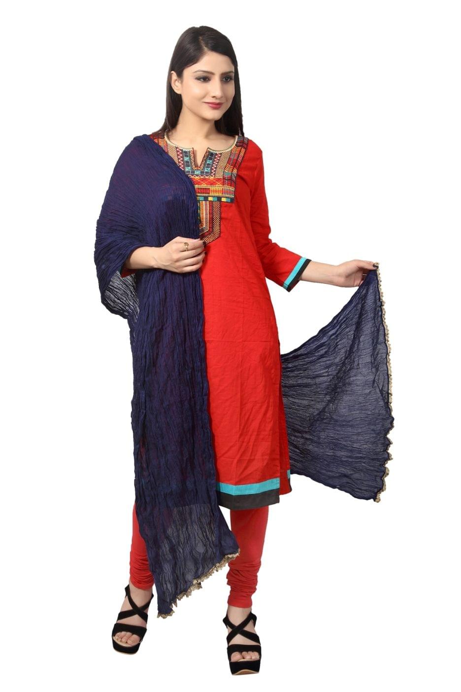 NAVY COTTON DUPATTA