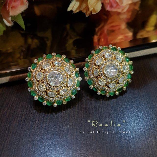 Raalia Moissanite Polki Studs