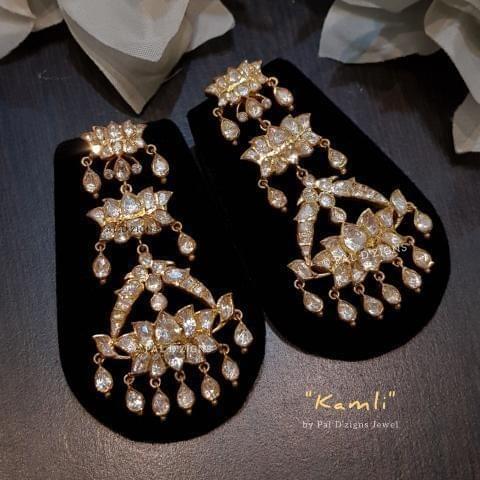 Kamli Earings in Moissanite Polki