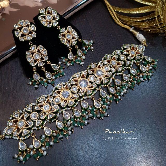 Phoolkari Uncut Kundan Set