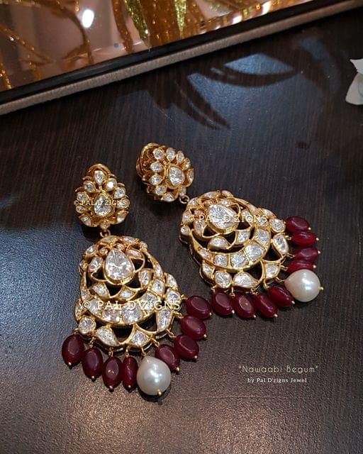 Nawaabi Begum Moissanite Polki Earings