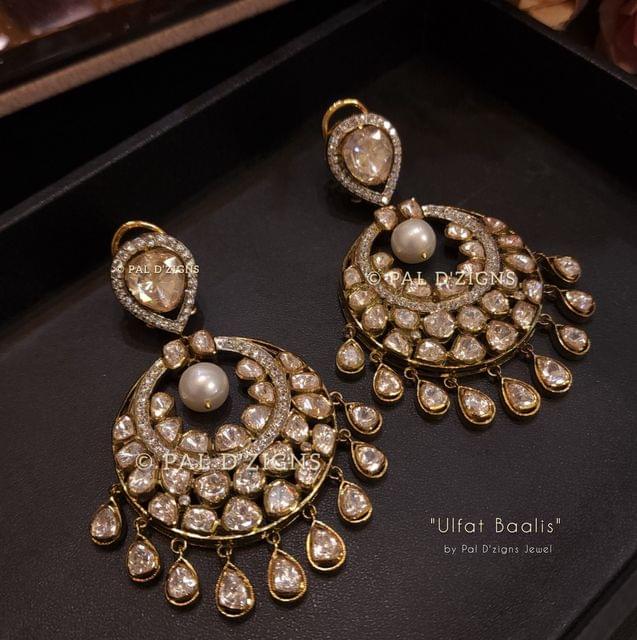 Ulfat Baalis Moissanite Polki Chaandbaali