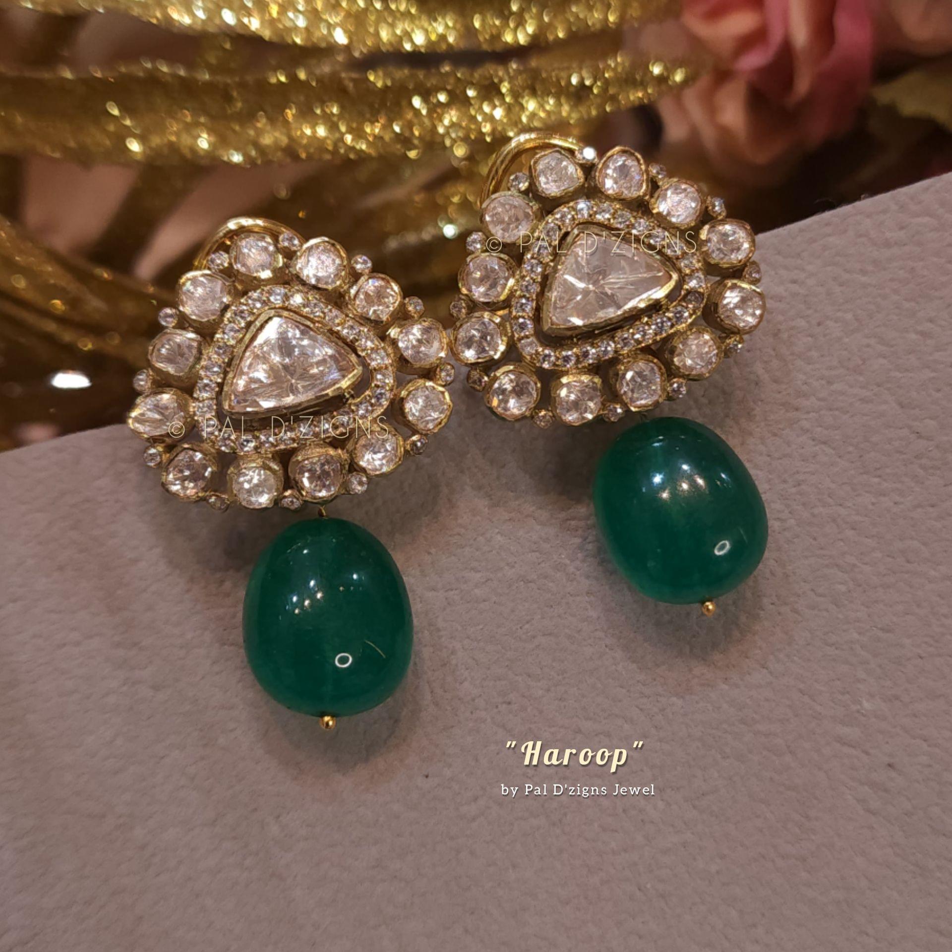 Haroop Moissanite Polki Studs