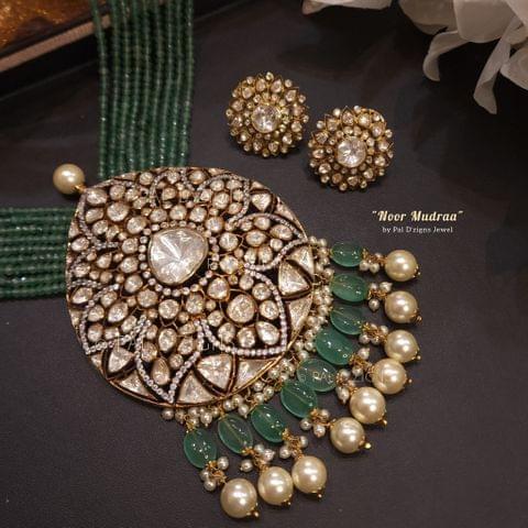 Noor Mudraa- Antique Polki Long Necklace Set