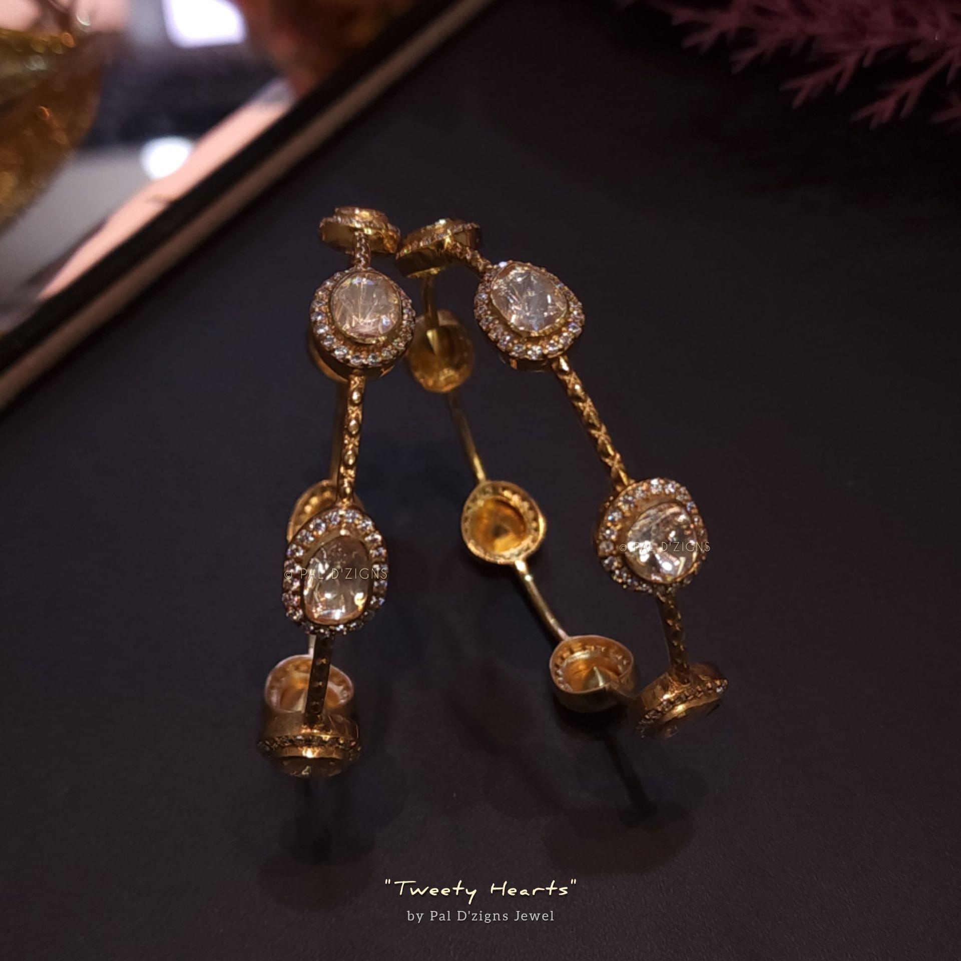 Tweety Hearts (2-8" Size) Moissanite Polki Bangles