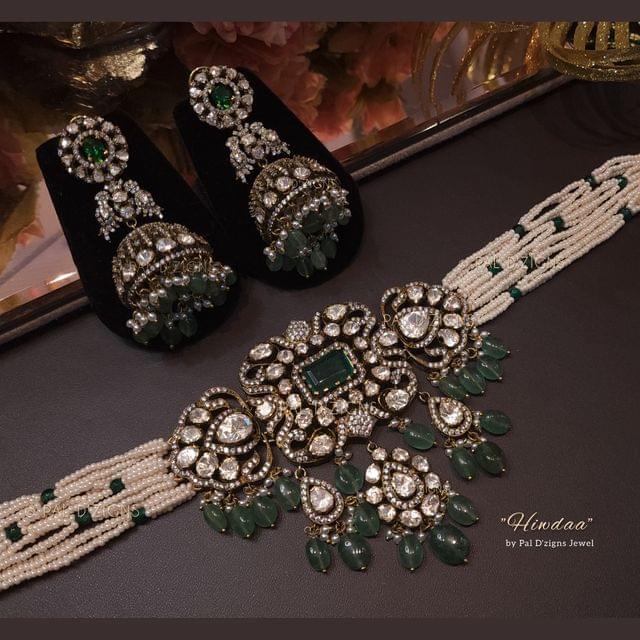 Hiwdaa - Moissanite Polki Choker Set