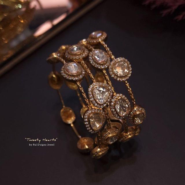 Tweety Hearts (2-8 Size) Moissanite Polki Bangles