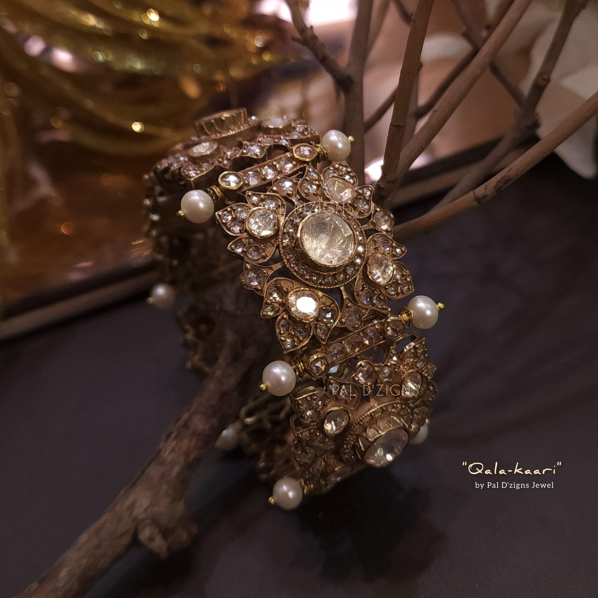 Qala-kaari (2-4" size) Moissanite Polki Bracelet