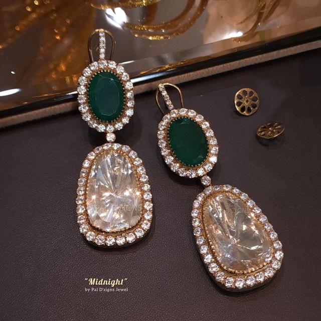 Midnight - Moissanite Polki Earings