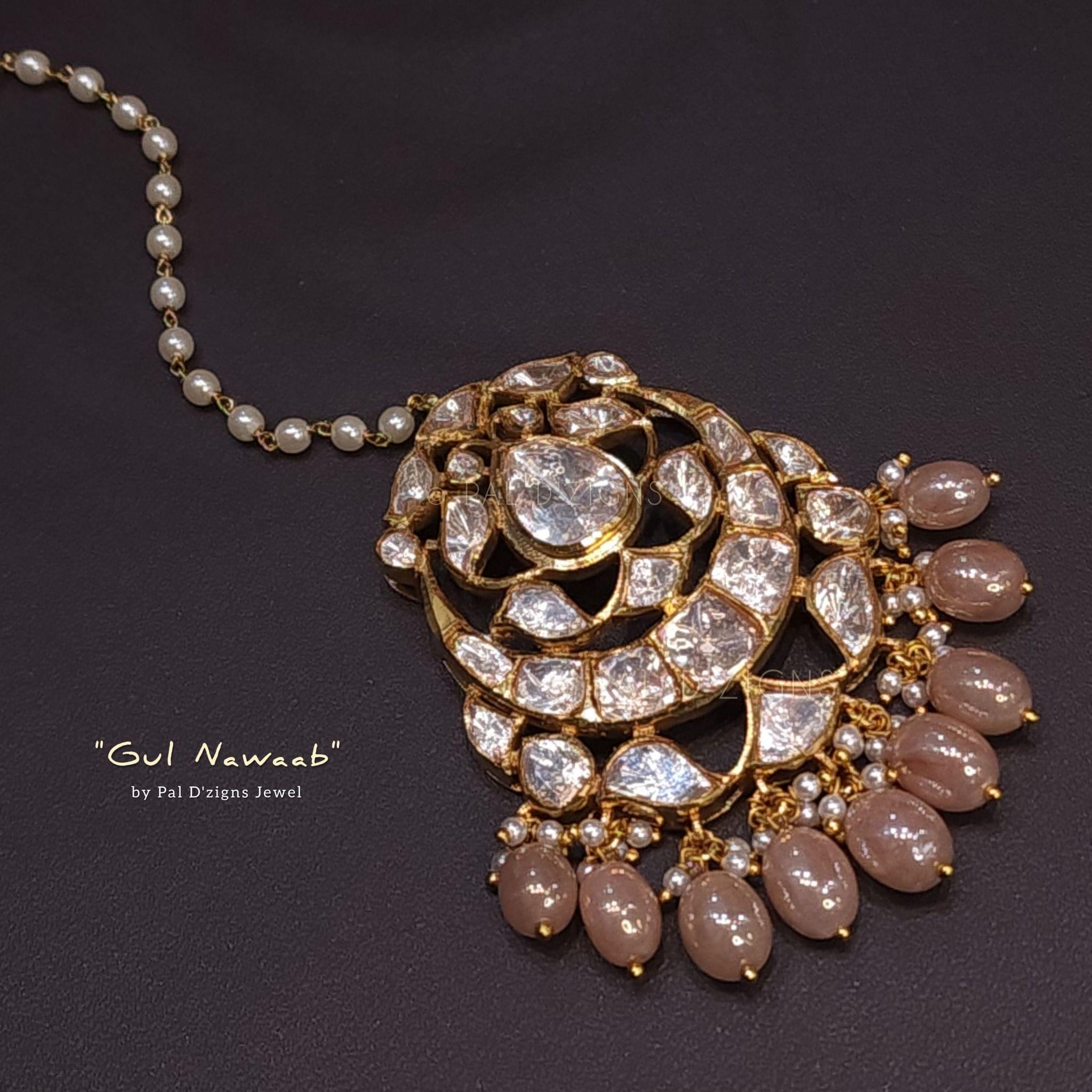 Gul-Nawaab Moissanite Polki Maangtika