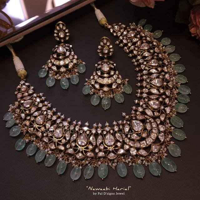 Nawaabi Harial Moissanite Polki Necklace Set