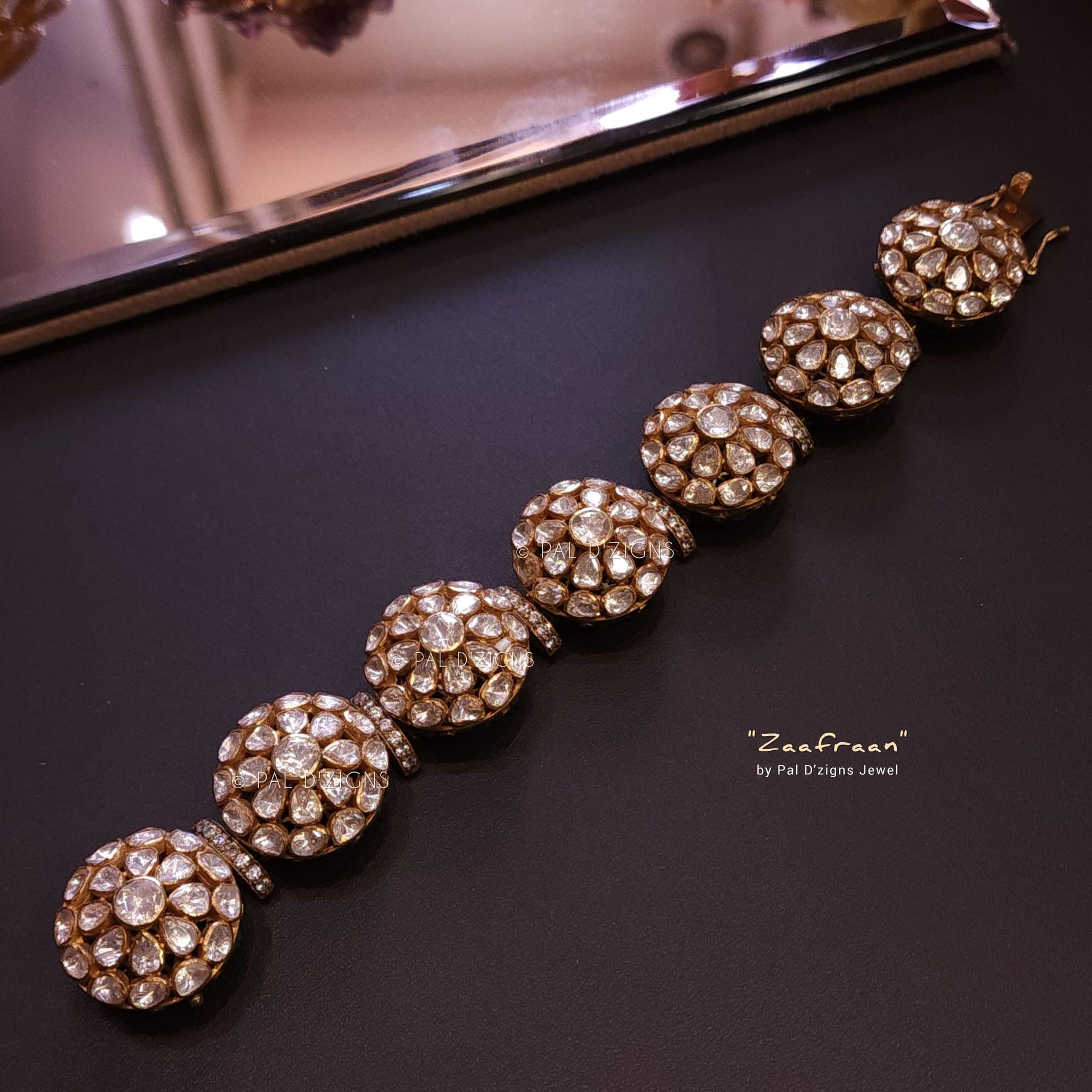 Zaafraan Moissanite Polki Bracelet 2-10" Size (single)