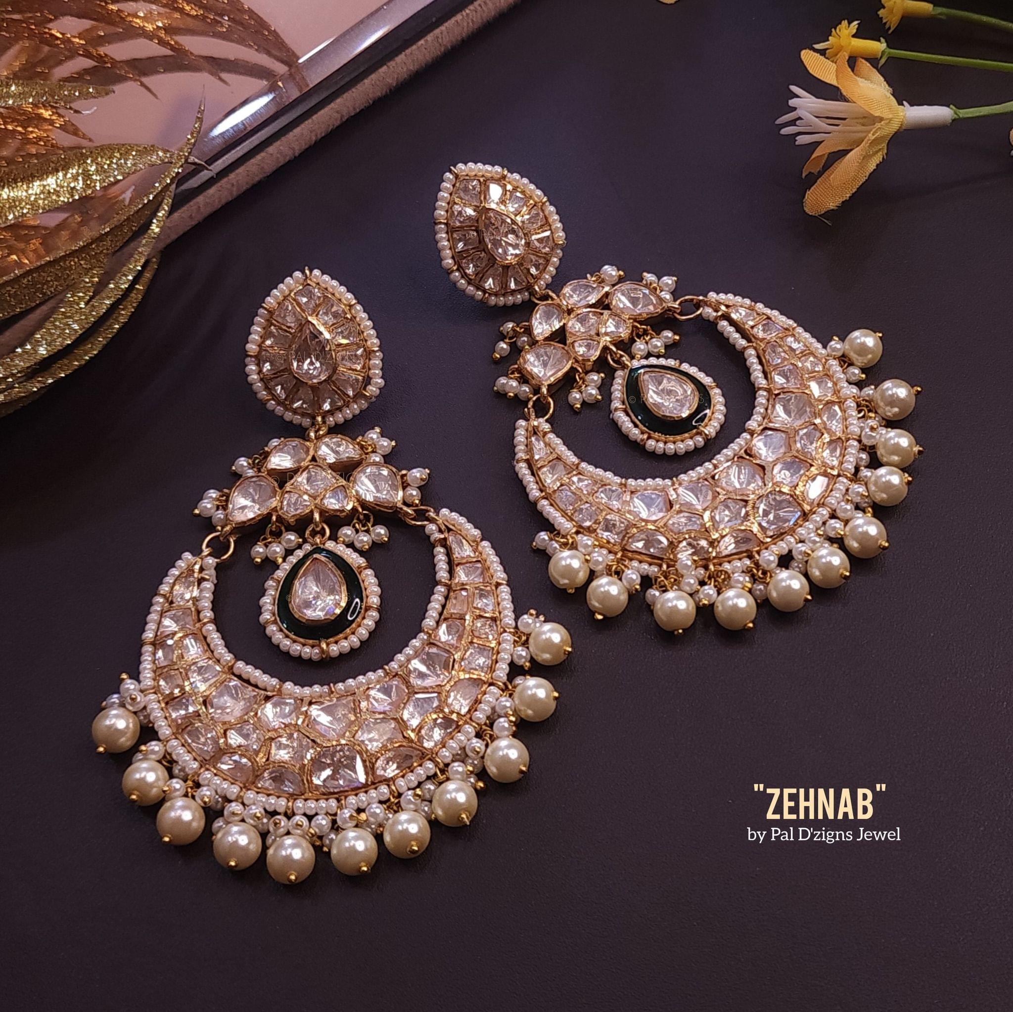 Zehnab Moissanite Polki Chaandbaali