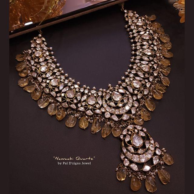 Nawaabi Quartz - Moissanite Polki Necklace