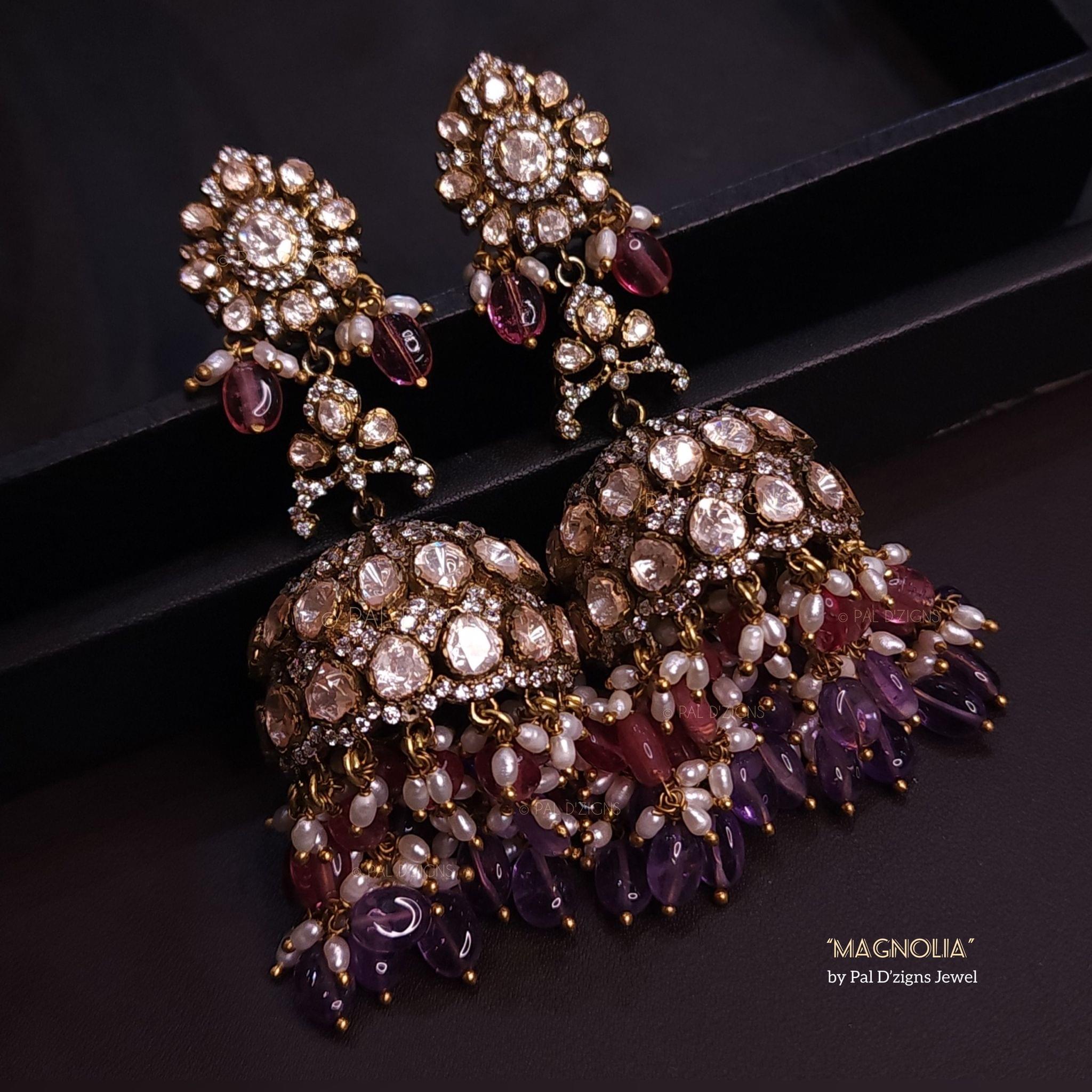Magnolia Moissanite Polki Jhumki