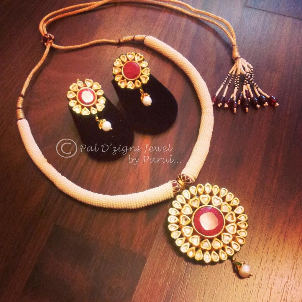 Ruby chakri necklace set