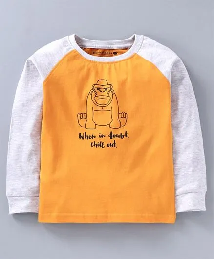 Orange Raglan Sleeve T-Shirt Gorilla Print