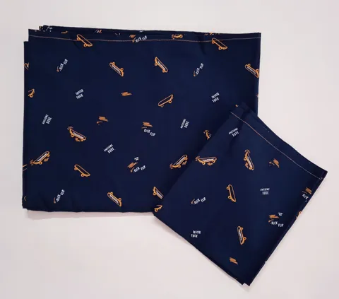 Navy Blue Bedsheet with Surfboard Prints