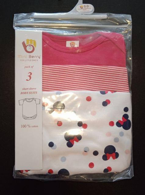 3 Piece Body Suit Set With Mickey Print - Red