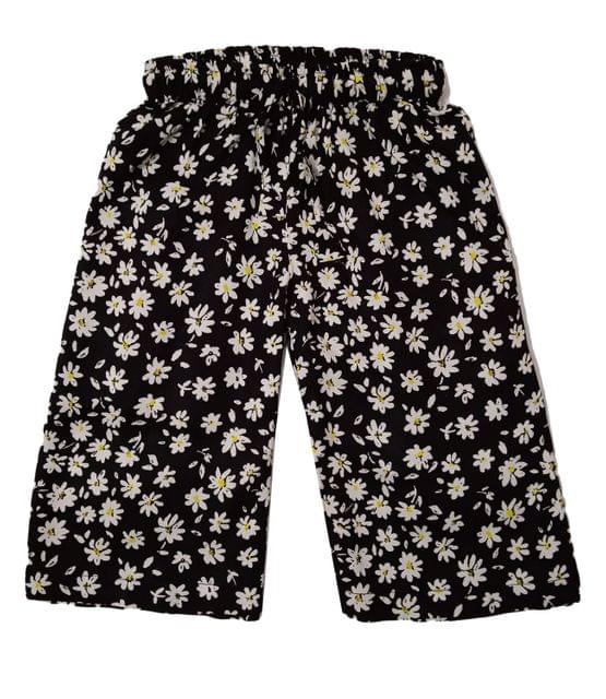 Black Floral Print Culotte