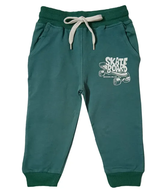 Unisex Lounge Pant With Skateboard Print - Green