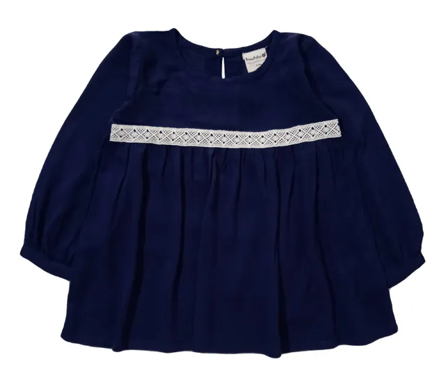 Solid Top With Full Sleeves - Navy Blue