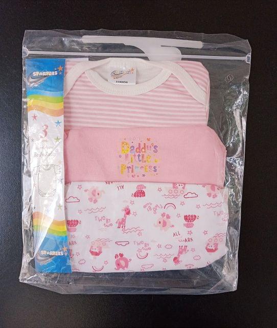 3 Piece Body Suit Sets With Elephant Prints - Pink