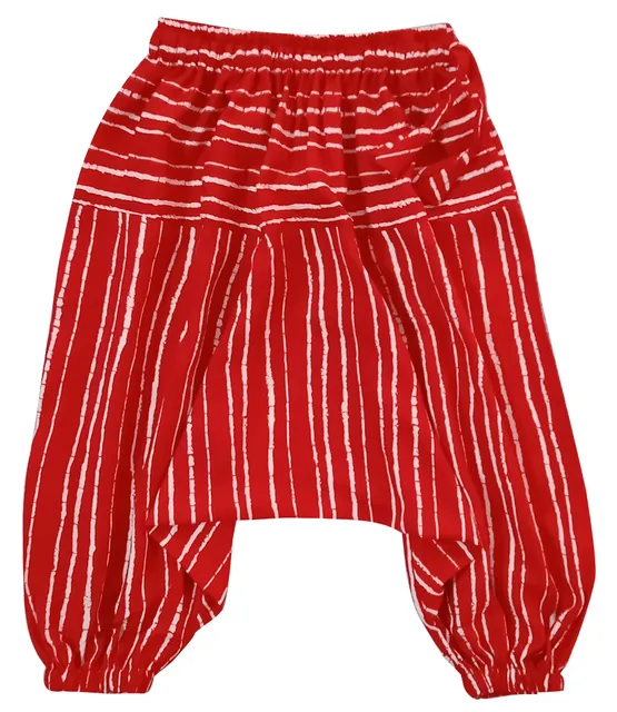Snowflakes Girls Striped Harem Pants - Red