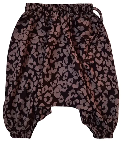 Snowflakes Girls Harem Pants With Cheetah Print - Black