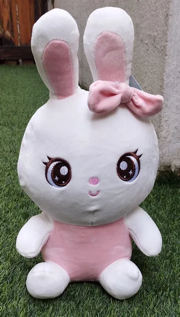 Cute Bunny With A Bow -White and Pink