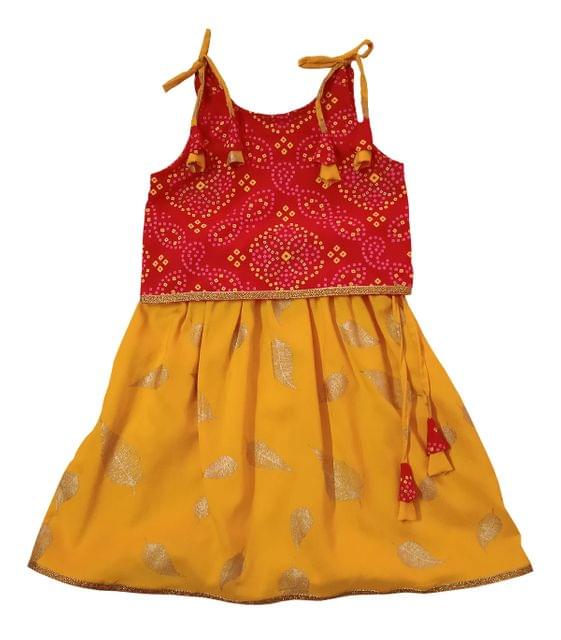 Baby Girls' Lehenga Set -Red and Yellow