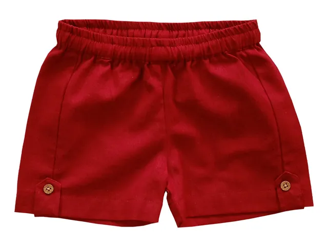 Snowflakes Cotton Shorts  - Red
