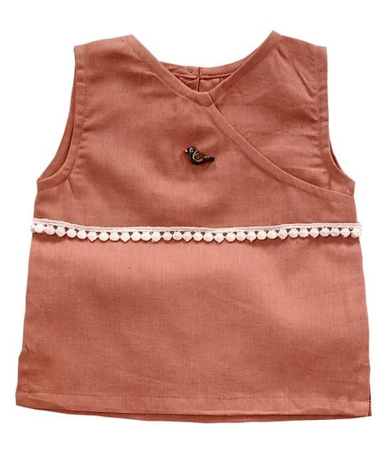 Snowflakes Girls Solid Top - Peach